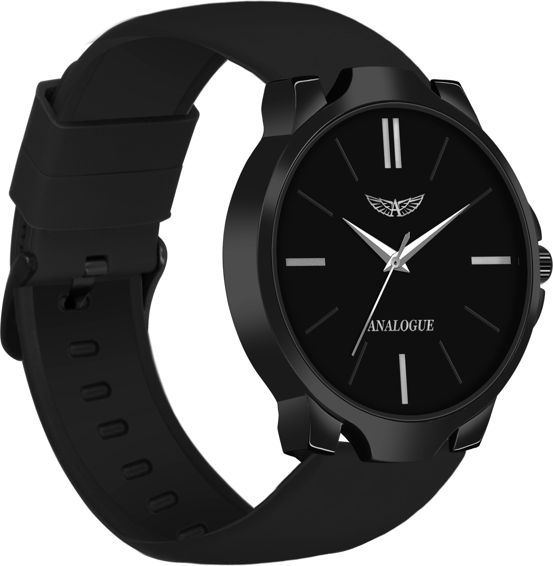 Minimalist Slim Series | Smart Watch Strap | Smart Clip | Soft Silicon | Boys Analog Watch - For Men ANLG-492-BLACK-BLACK-SC-image-16