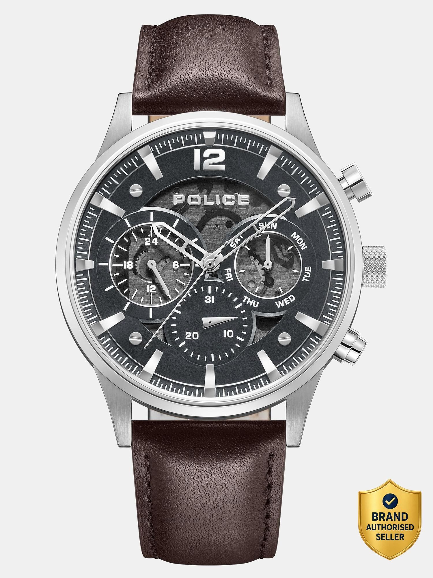 Police Multifunction Grey Dial Brown Leather Strap Analog Watch - For Men PLPEWGF0040202,NTPLPEWGF0040202-image-35