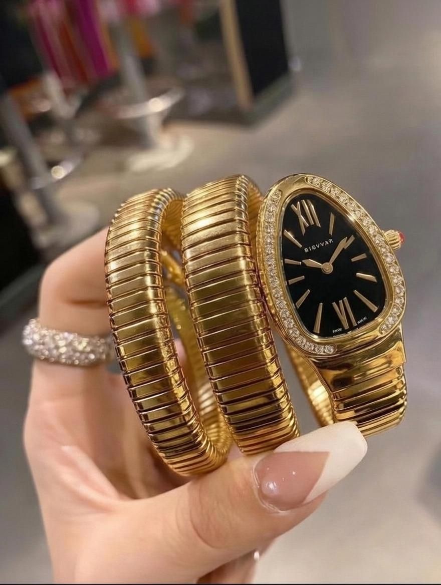 Snake Watch Analog Watch - For Women Golden Strap Snake Watch (Black Dial)-image-32