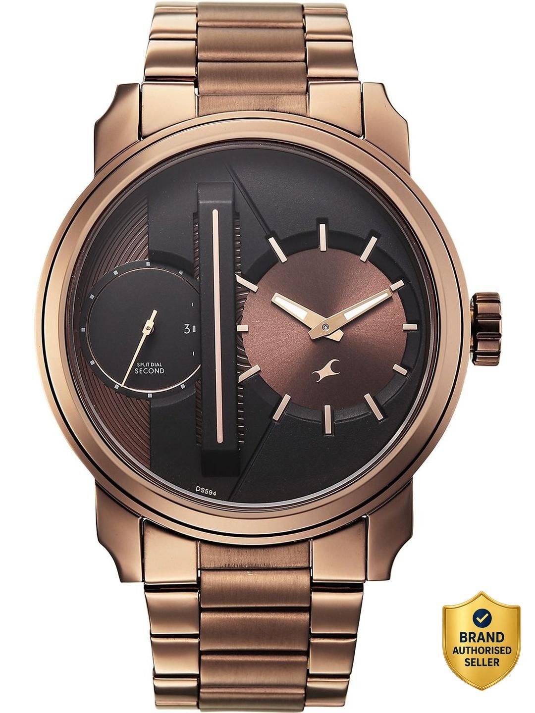 fastrack pulse iv quartz brown dial brown stainless steel strap analog watch - for men 3341qm01