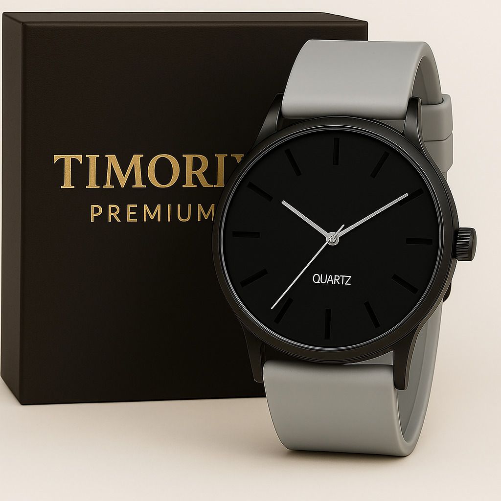 Black Dial & Light Grey Strap Analog Watch for Men | Stylish Quartz Analog Watch - For Men SILIC-BLACK-LIGH-GREY-image-49