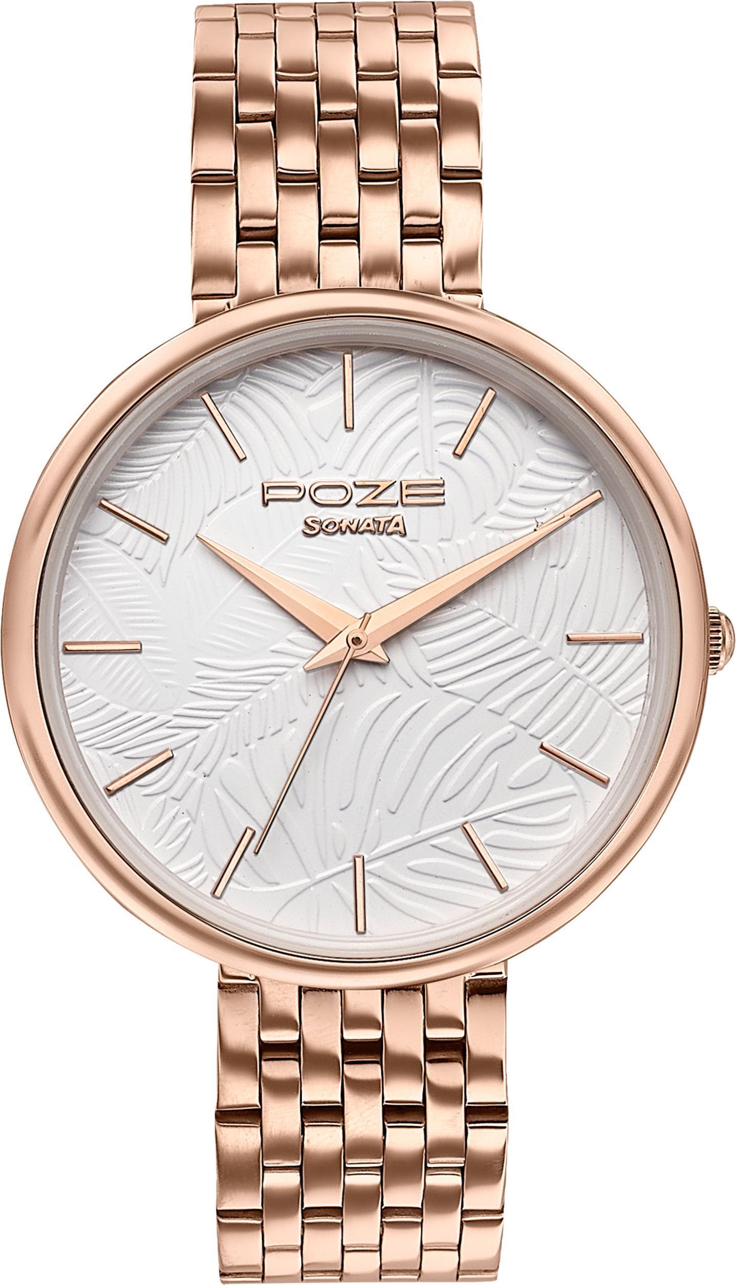 Sonata Poze Bright Treasures Quartz White Round Dial Women's Watch / Analog Watch - For Women SP80113WM03-picture-1