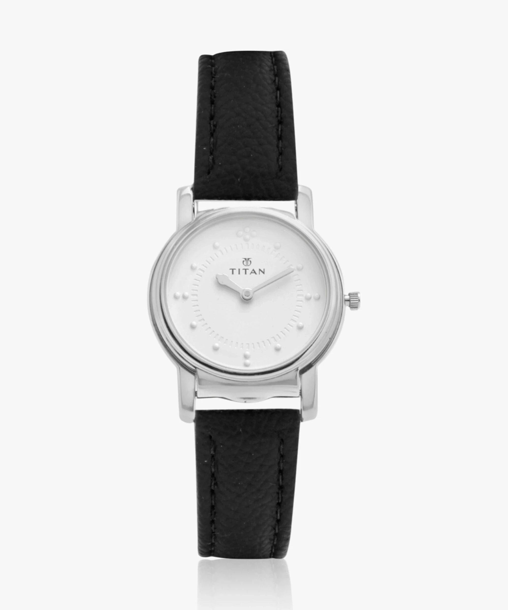 Titan Quartz White Dial Black Leather Strap Analog Watch - For Men 9904YM01,NR1855SL01,1855SL01-image-3