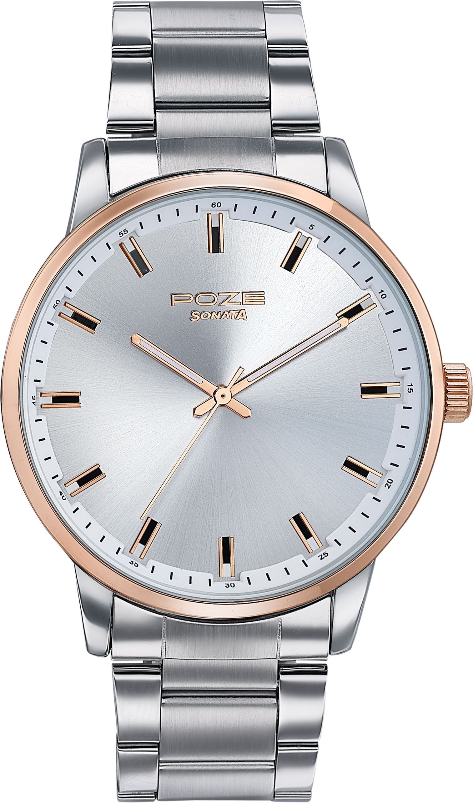 Sonata Poze Gleaming Chromes Quartz Silver Round Dial Men's Watch / Analog Watch - For Men SP70057KM01-picture-22