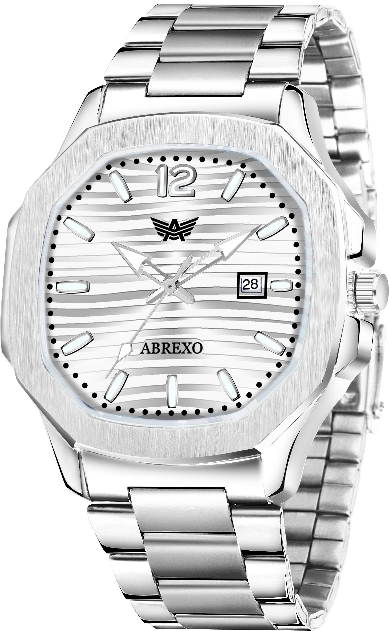 abrexo Nautilus Series Date Working Square Silver Dial Silver Quartz Watch For Boys Analog Watch - For Men Abx4569-SL DT-picture-11