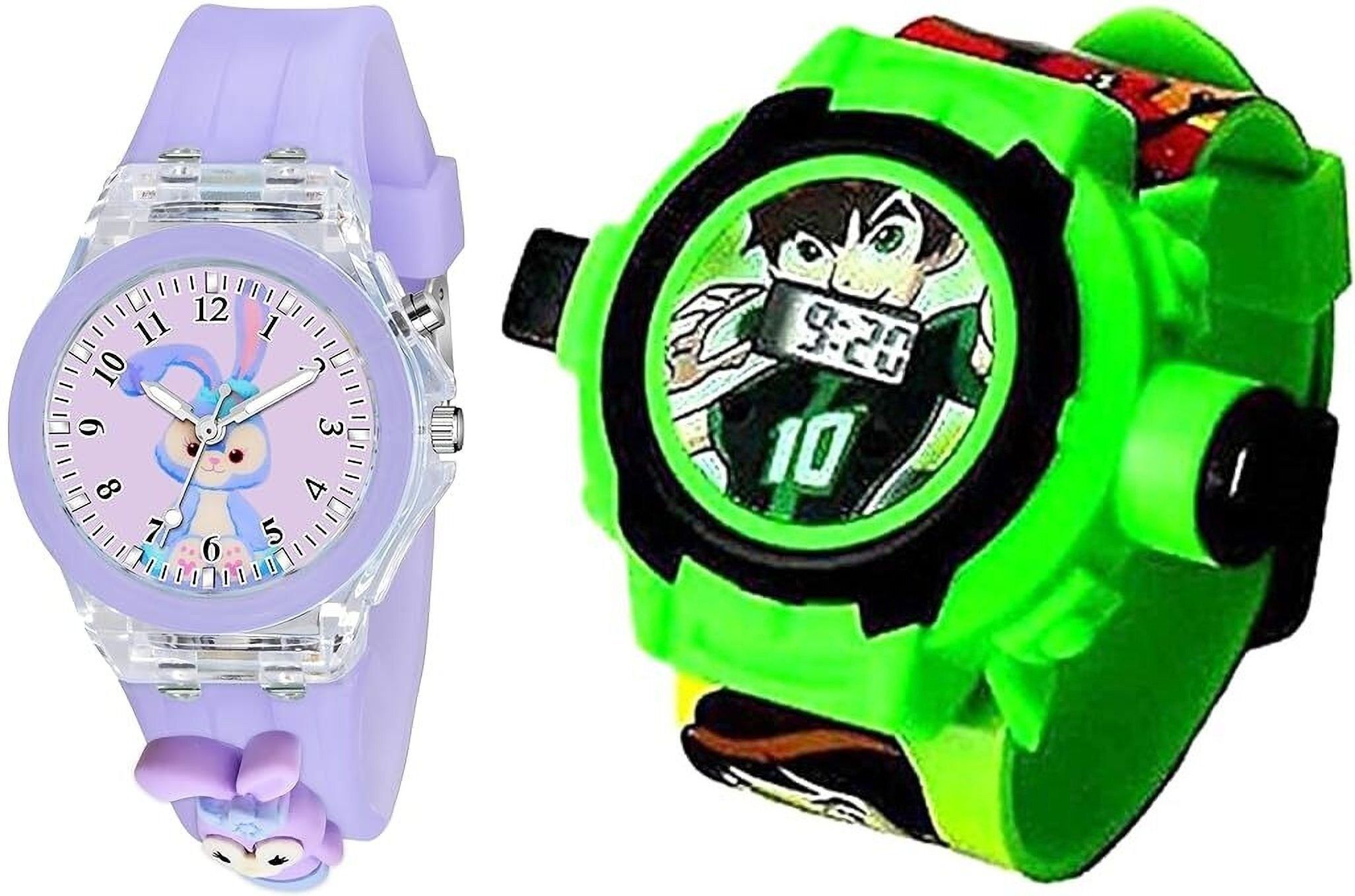 ritoza 3D Lina Bell Cartoon Kids Analog Watch | 7 Multicolor LED Lights Analog Watch - For Boys & Girls G- 24 photo ben10_(_G- Kids Disco watch -allin Purple-picture-2