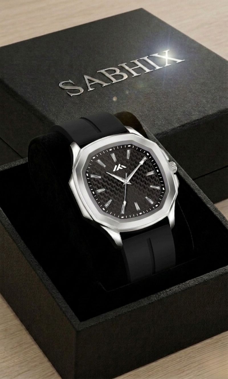 Black Dial Analog Watch With Black Silicone Strap for Men | Classic Quartz Analog Watch - For Men MT-61-BLACK-image-20