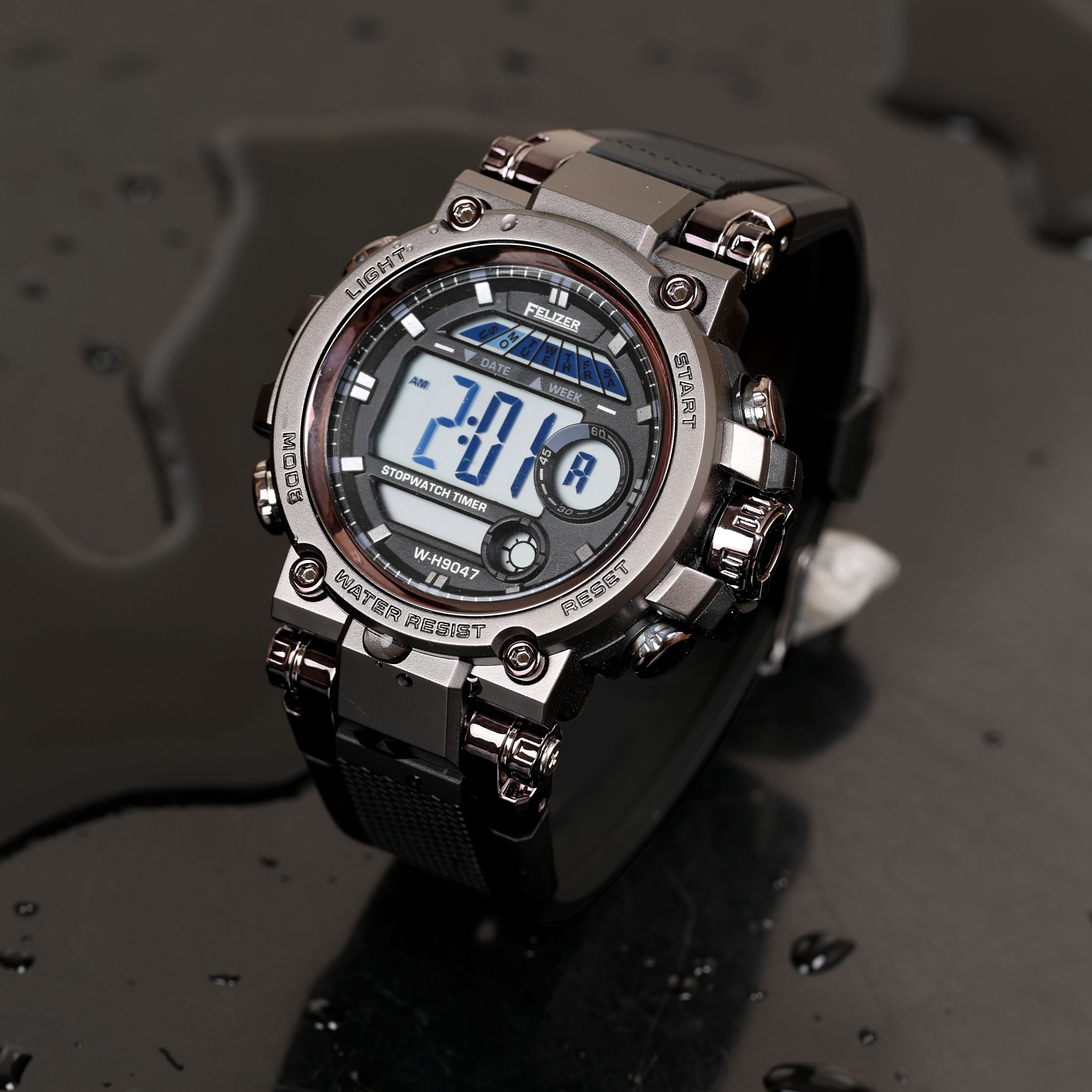 felizer Big Dial Digital Watch - For Men H9047 GunMetal Big Dial Watch-picture-17