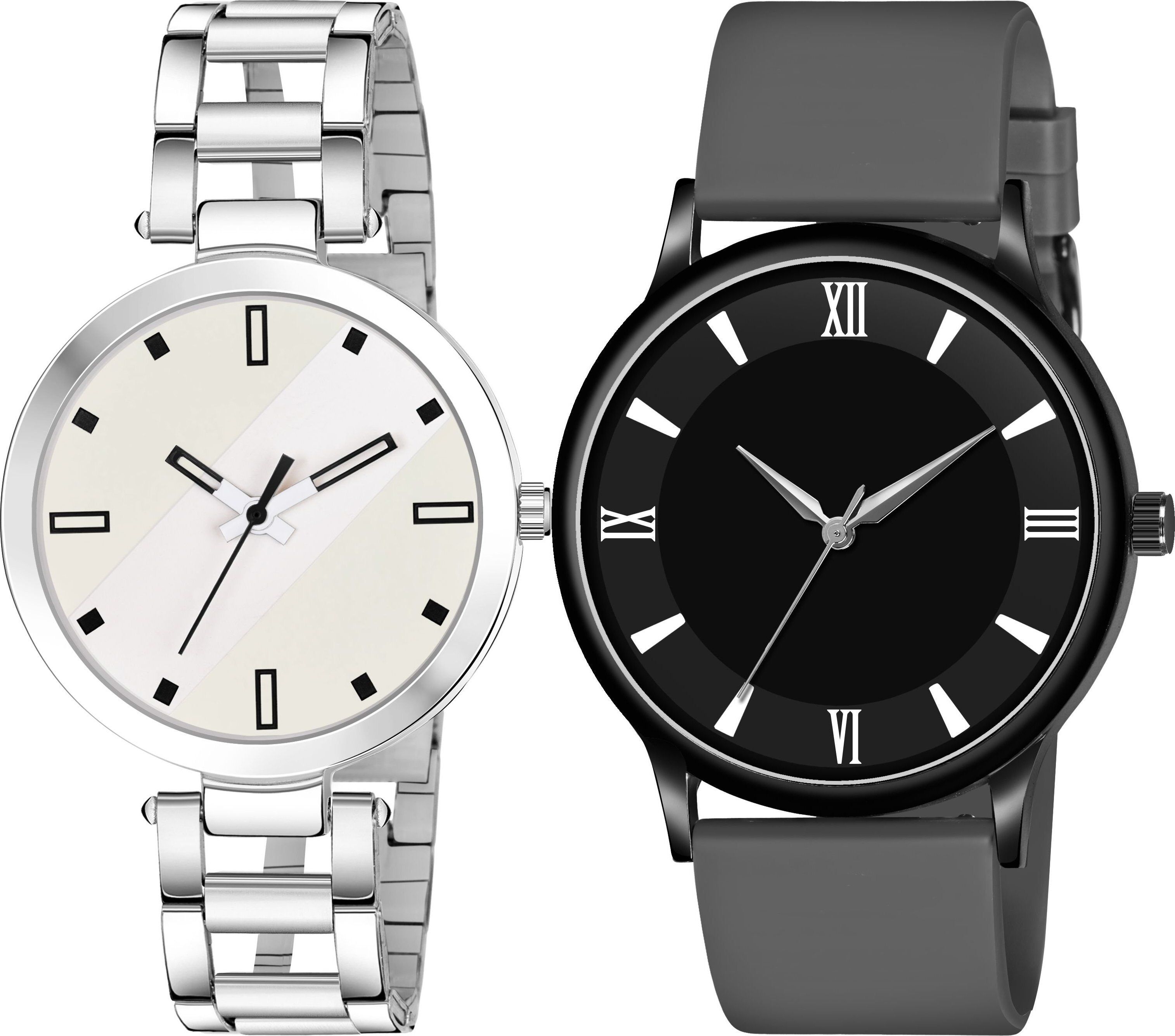Premium Analog Quartz Wrist Watch Analog Watch - For Men & Women Mt 235 A_Round Slim roman Dial Black Dark grey-image-4