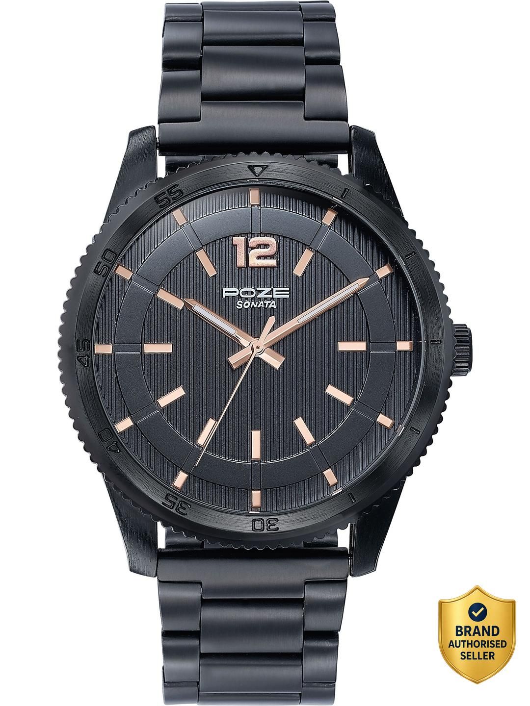 Sonata Poze Noir Storm Quartz Black Round Dial Men's Watch Analog Watch - For Men SP70056NM01,SP70056NM01W-picture-15