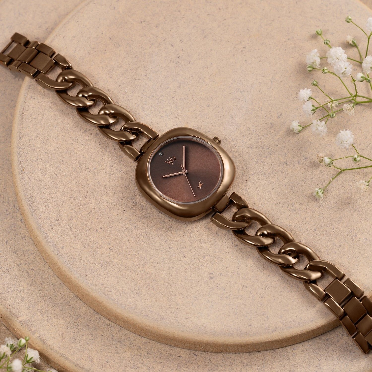 Fastrack Vyb Spotlight Quartz Coffee Brown Dial Brown Alloy Strap Analog Watch - For Women FV60109QM01W-picture-9