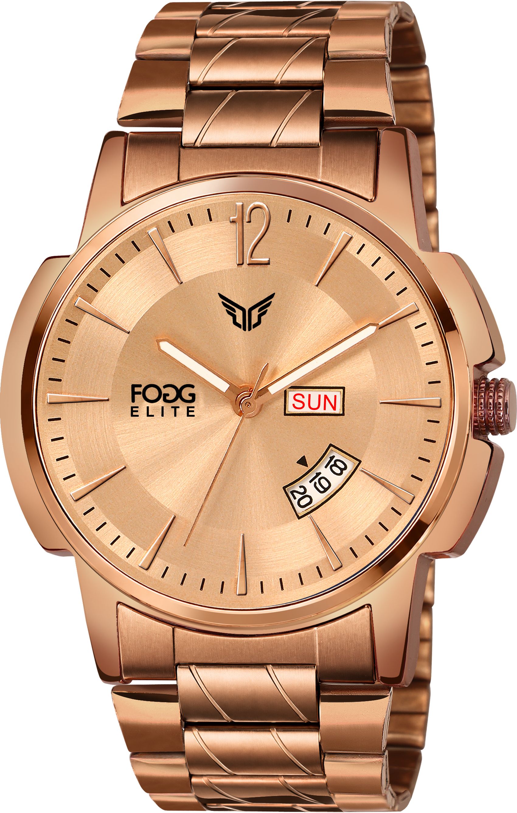 fogg Big Dial Day And Date Display Analog Watch - For Men 2510-ROSE GOLD-picture-21