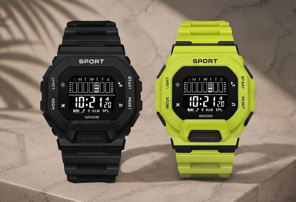 speqta Multi Function Working Premium Quality LED Luminous Light For Mens & Boys Digital Watch - For Men Shockproof Silicone Strap Hybrid Square Dial Sports Chronograph-picture-11