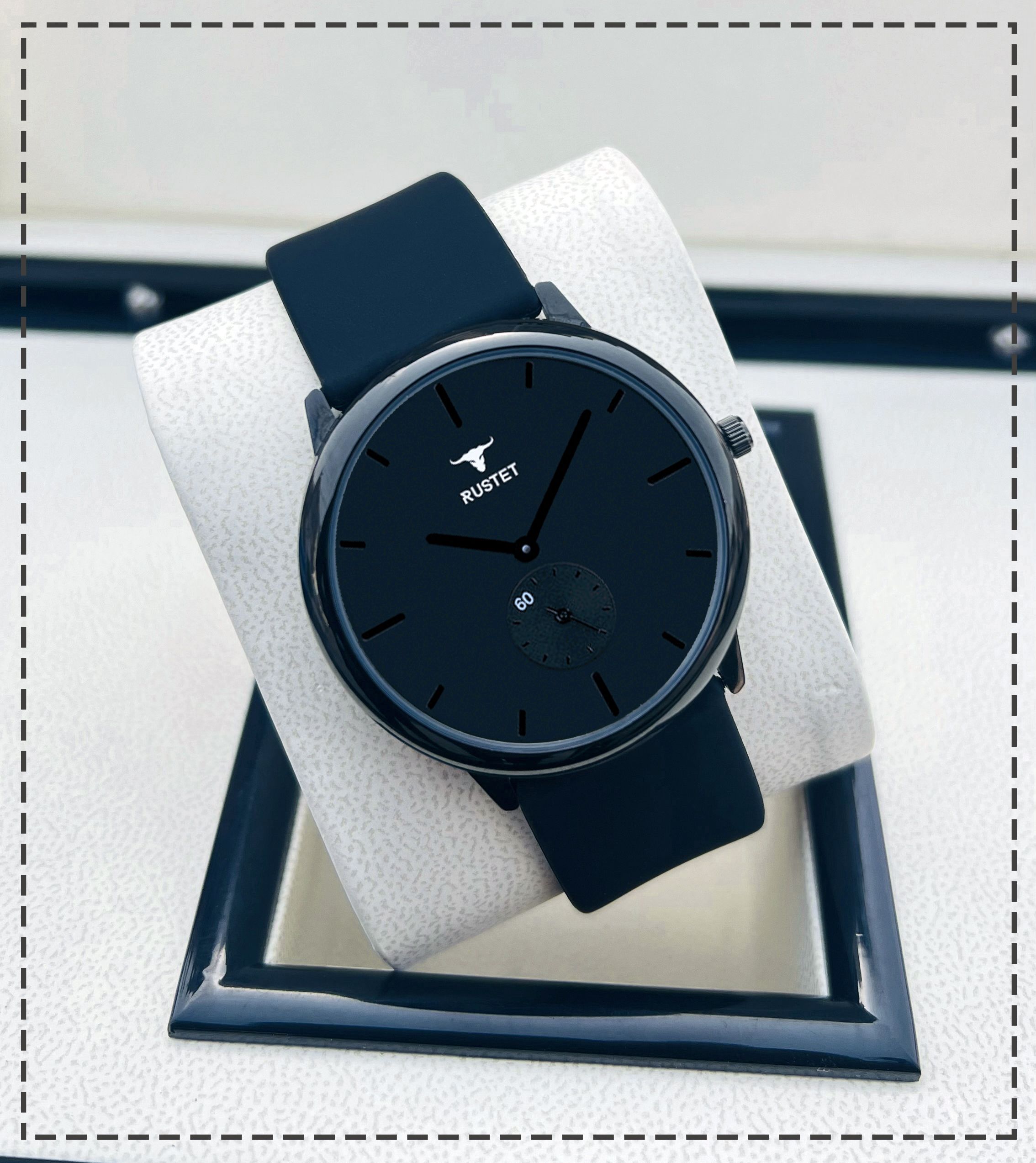 Silicone Strap Analog Watch - For Men 9185 Classy Look Black Dial Chronograph Watch For Men's-image-27