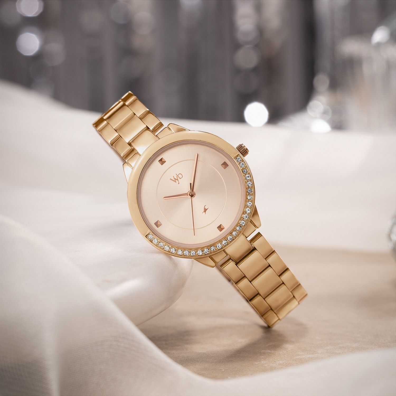 Fastrack Vyb Eclipse Quartz Rose Gold Dial Rose gold SS Strap Analog Watch - For Women FV60107WM02W-image-20