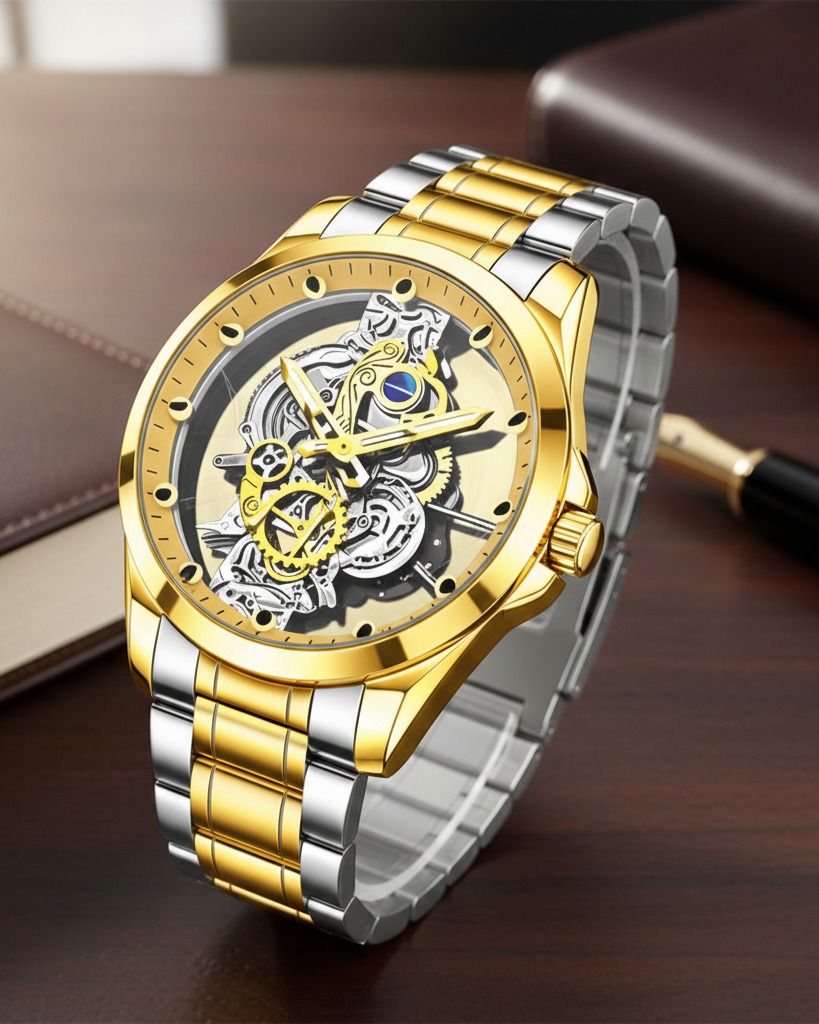 Luxury Skeleton Automatic Mechanical Watch Analog Watch - For Men SKEL-MECH-SG34