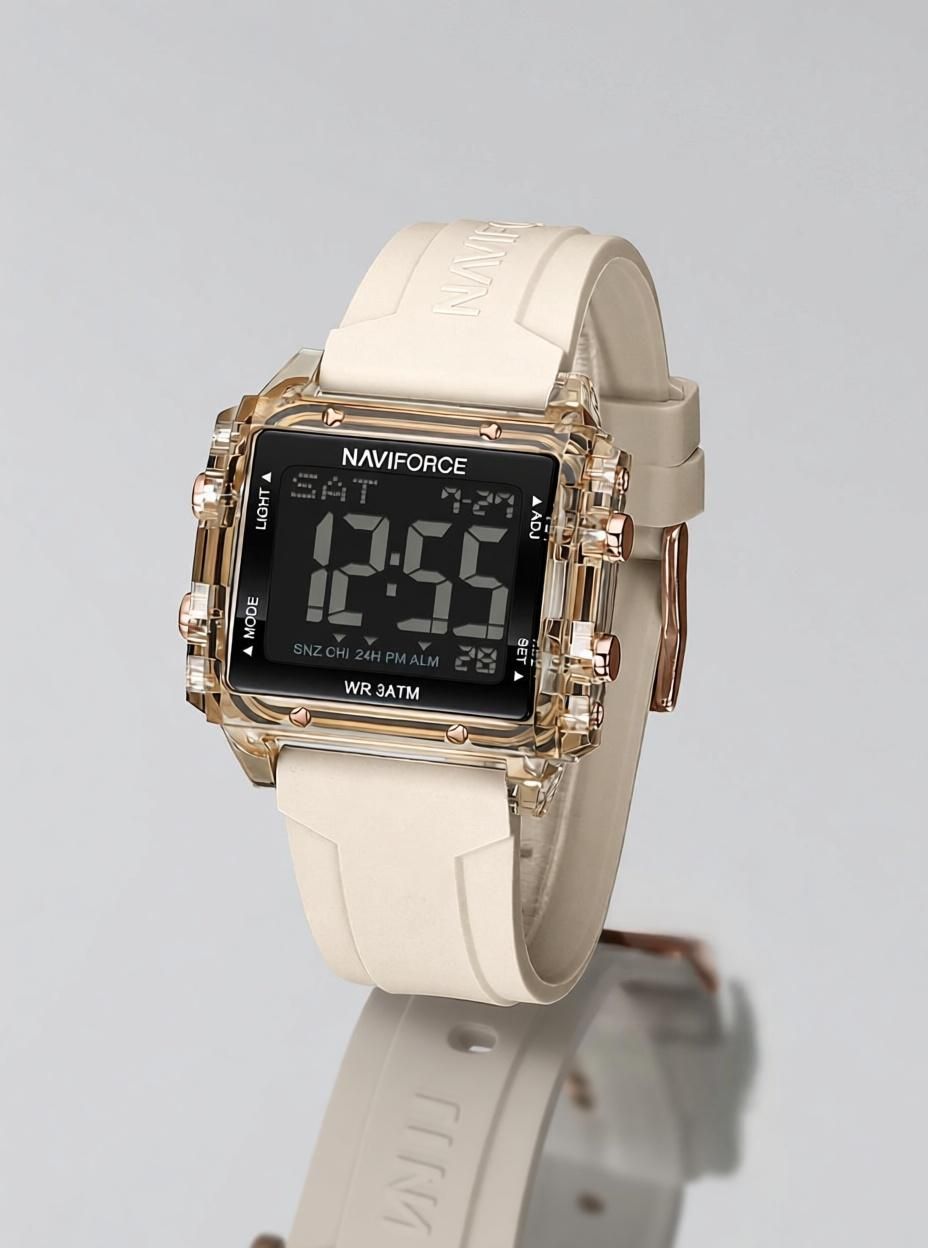 Fashion Transparent LCD Electronic Wristwatch with Waterproof Alarm Digital Watch - For Women 7101 square LCD digital display-image-26