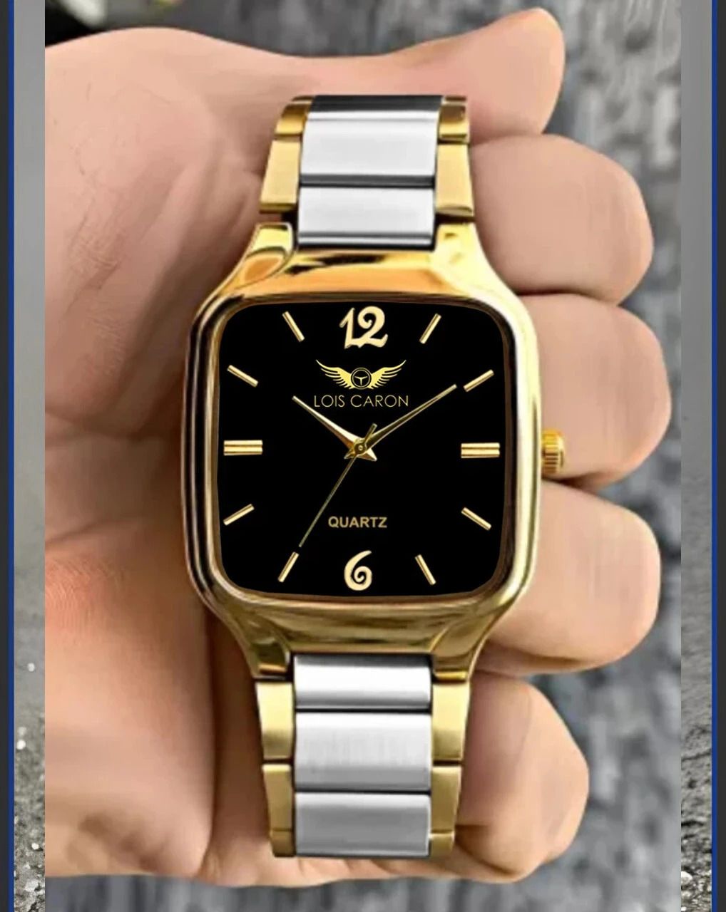 lois caron Gold and Silver two tone Square Analog Quartz For Men/Boys Wrist watch Analog Watch - For Men LCS-8567-picture-15