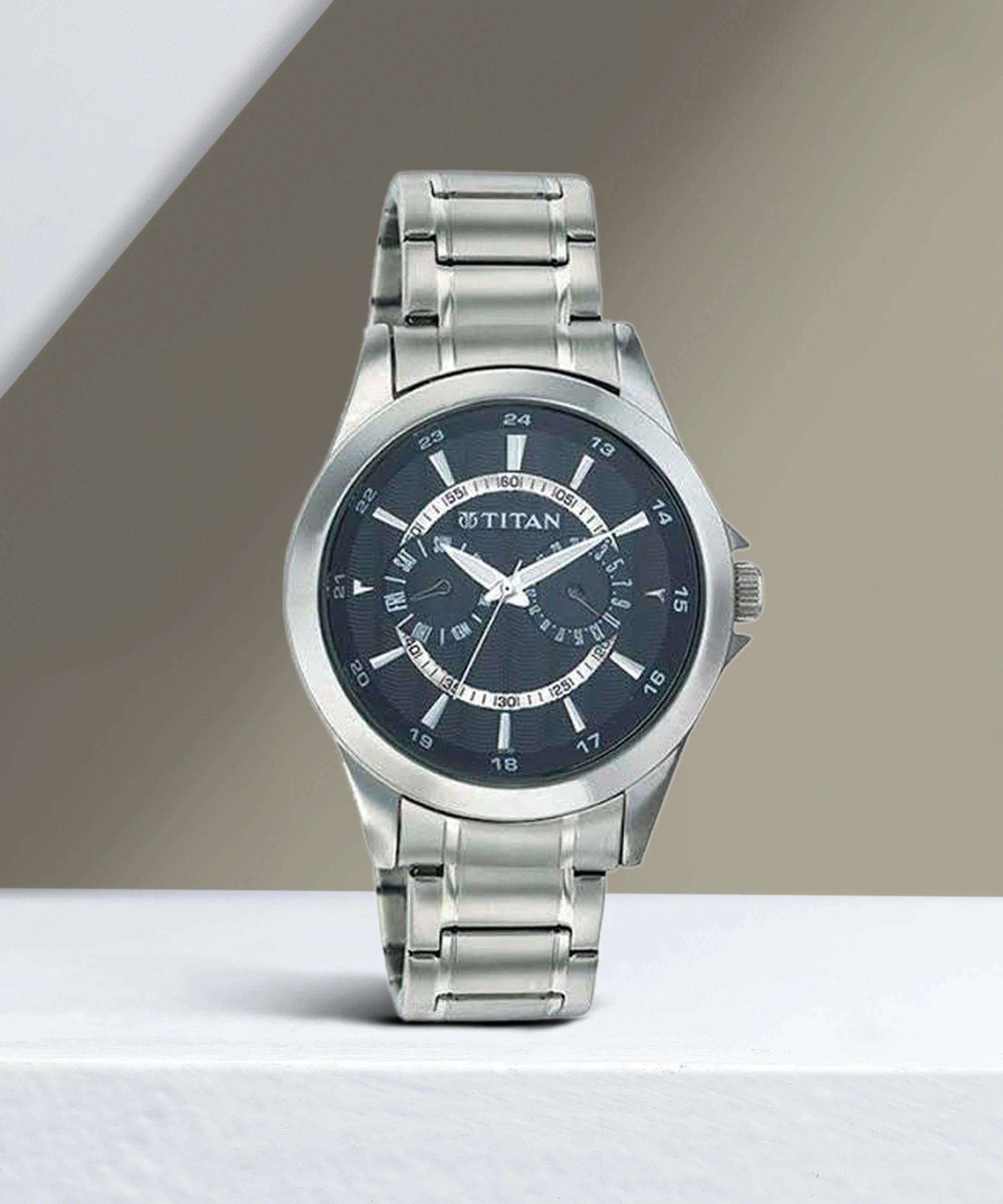Titan Octane Multifunction Black Dial Silver Stainless Steel Strap Analog Watch - For Men NN9323SM02-picture-17