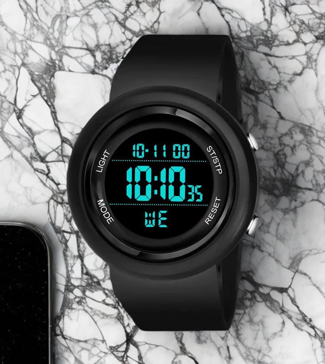 Silicone Strap Hybrid Multi Function Working Premium Quality LED Luminous Light Digital Watch - For Men Sport Chronograph Stop Watch Shockproof Waterproof-image-1