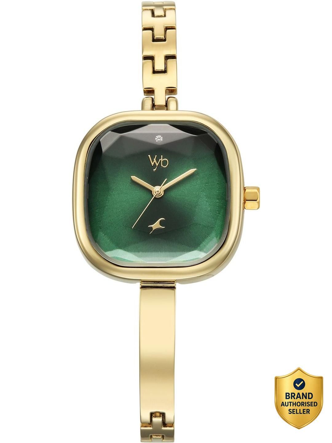 Fastrack Vyb Aurora Quartz Green Dial Gold Alloy Strap Analog Watch - For Women FV60140YM01W-picture-20