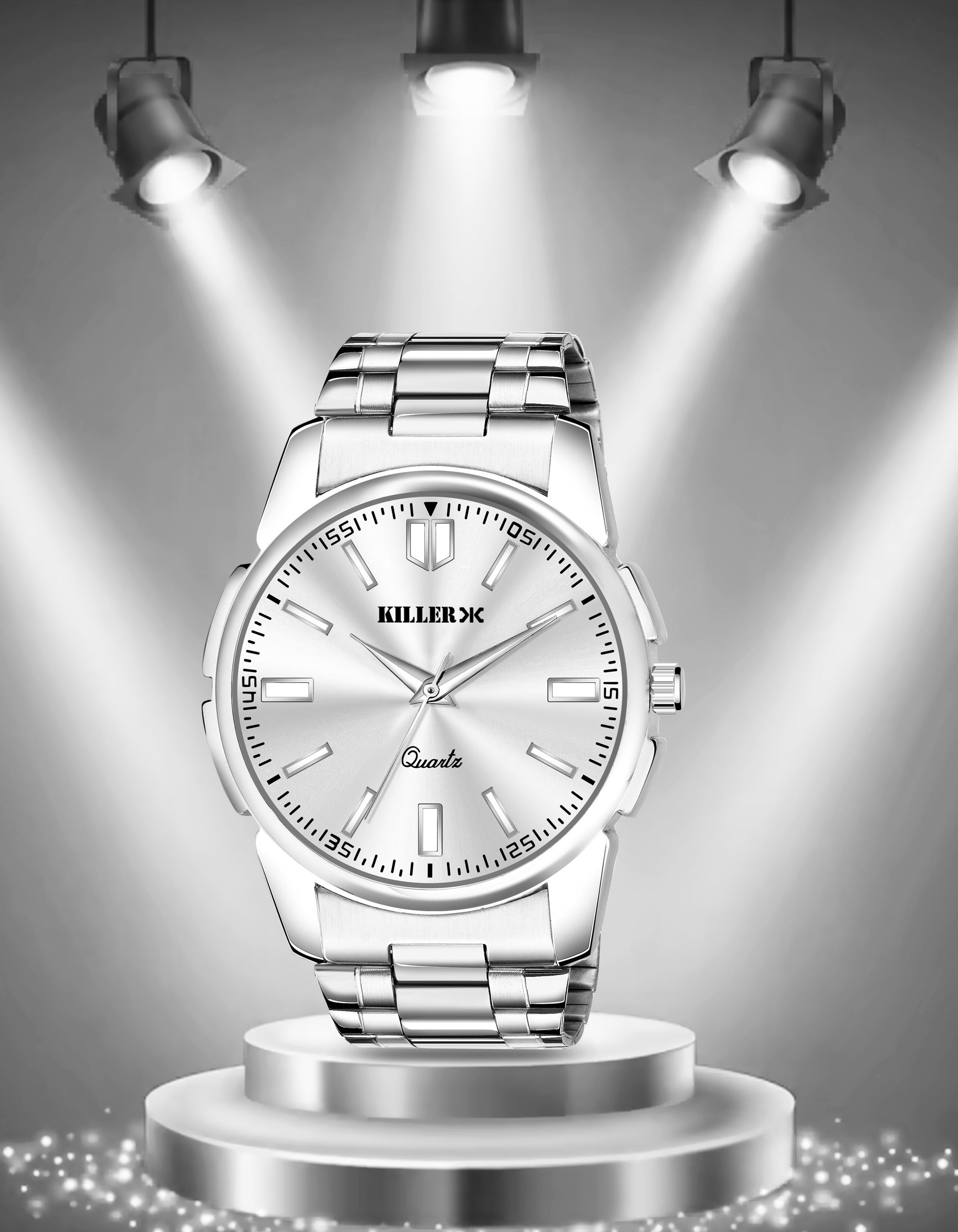 Big Dial Analog Watch- For Men KL-9301-SILVER-image-3