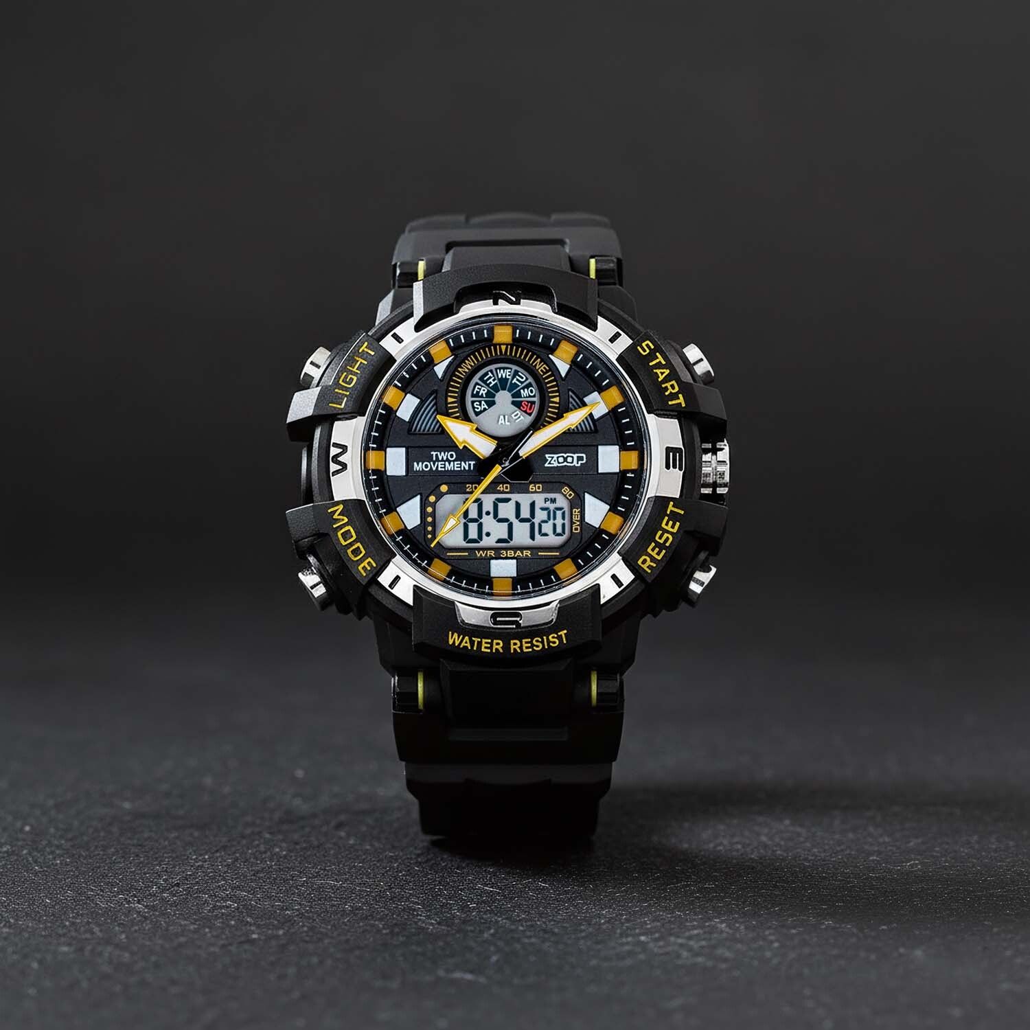 Zoop Bolt Ana Digi Black and Green Multi Color Case Black Color Strap Analog-Digital Watch - For Boys 16058PP05W-image-19