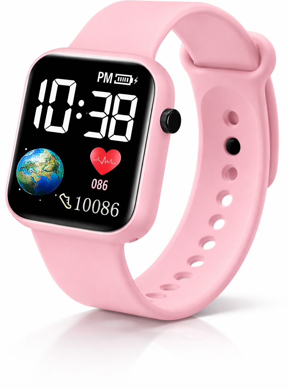 LED Earth Watch for Girls with Date & Time Display Digital Watch - For Girls KIds-LEDWatch-Pink-image-25