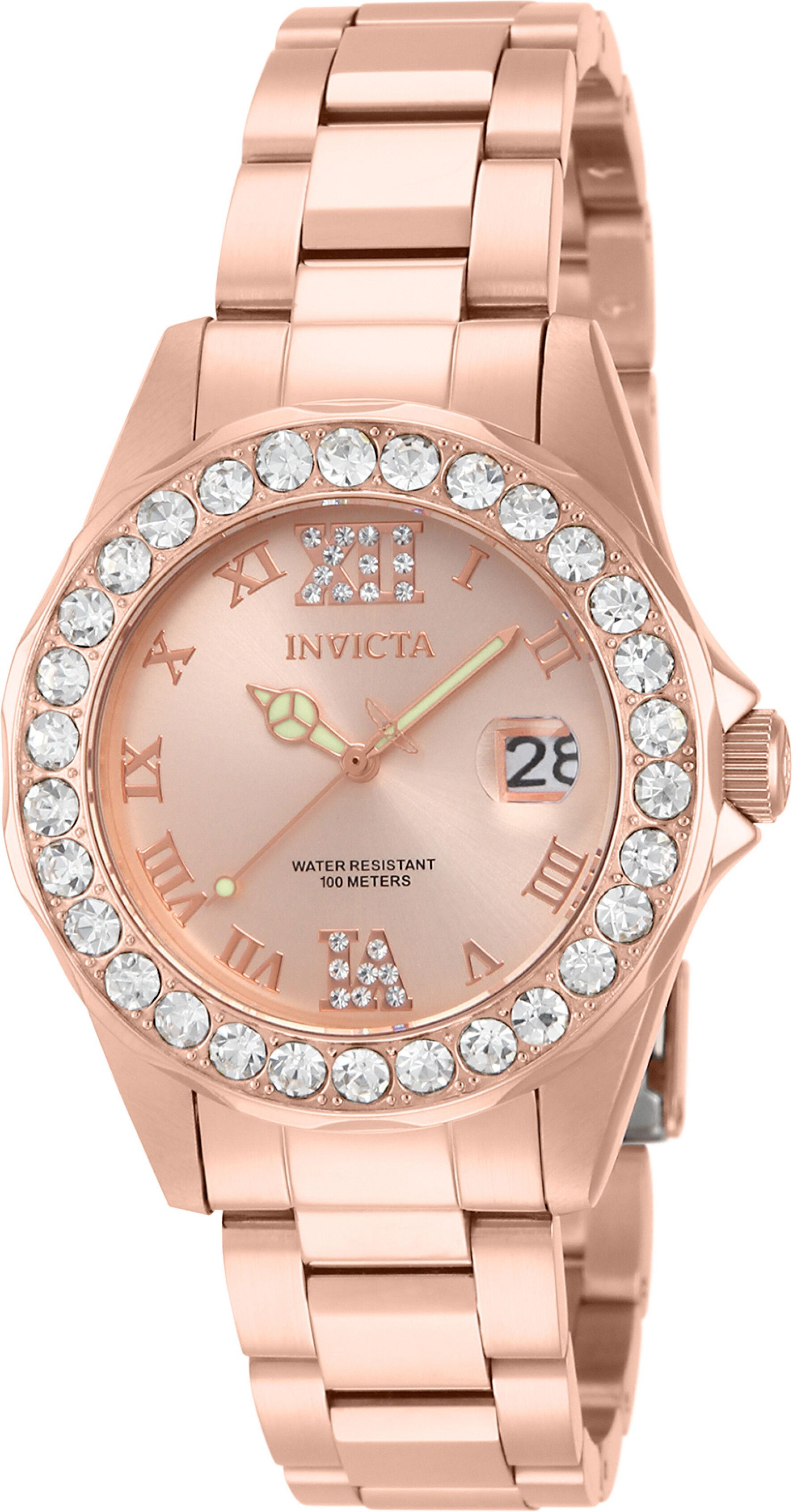 pro diver quartz rose gold dial analog watch - for women 15253