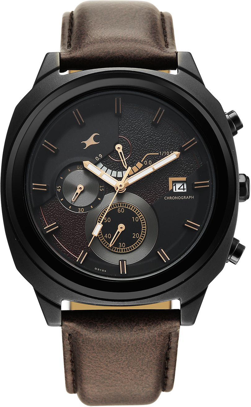 Fastrack Kronos 3 Quartz Black Dial Brown Leather Strap Analog Watch - For Men 3335NL01-picture-31