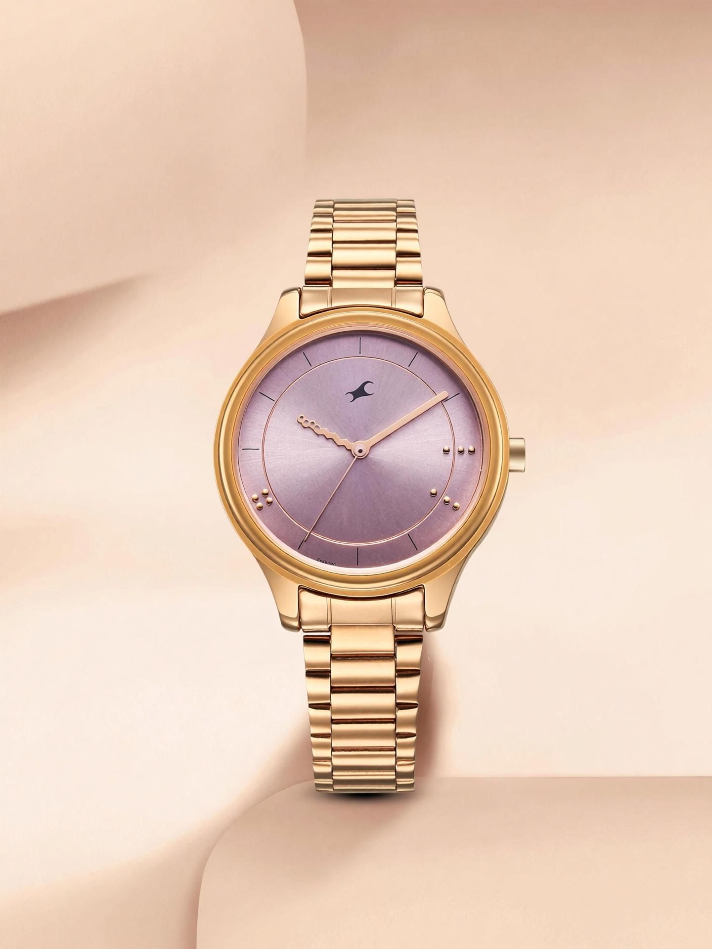 Fastrack Stunners Lavender Dial Rose Gold MetalStrap Analog Watch - For Girls NT6296WM01-image-20