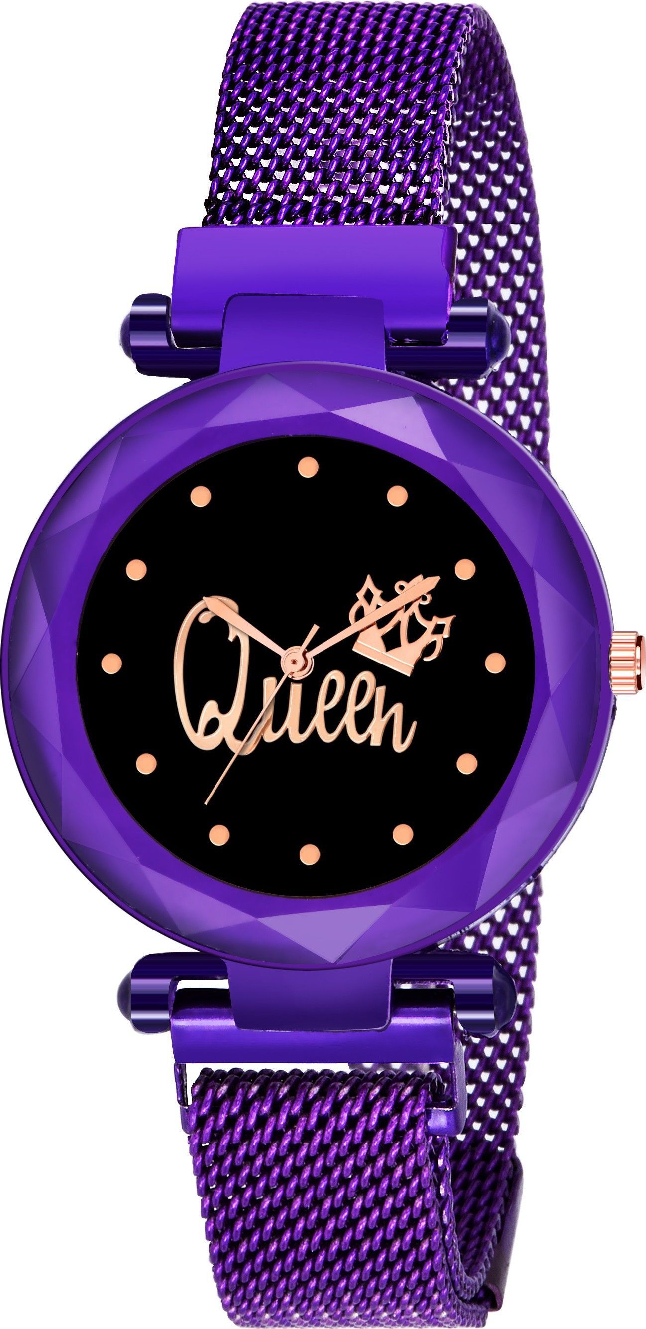 Analog Watch - For Boys & Girls MW_01Queen Dial Black Magnetic Belt Girls Analog Watch-image-43