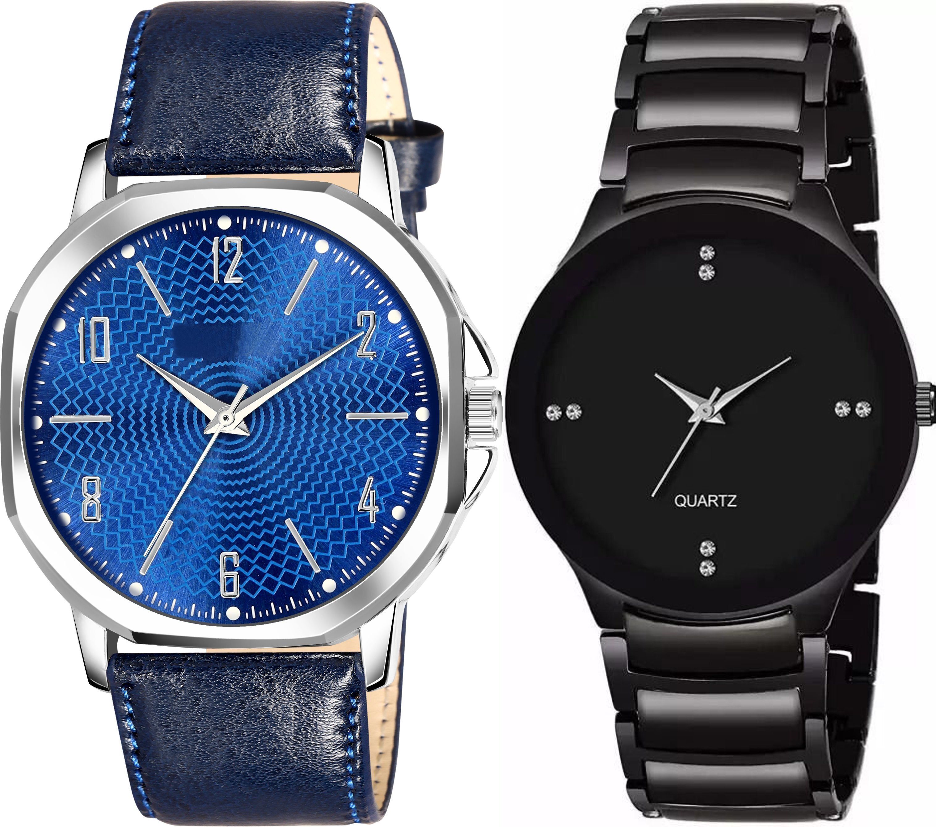 Premium Analog Quartz Wrist Watch Analog Watch - For Men Full Black Men IIk_New Leather Full Blue-image-40