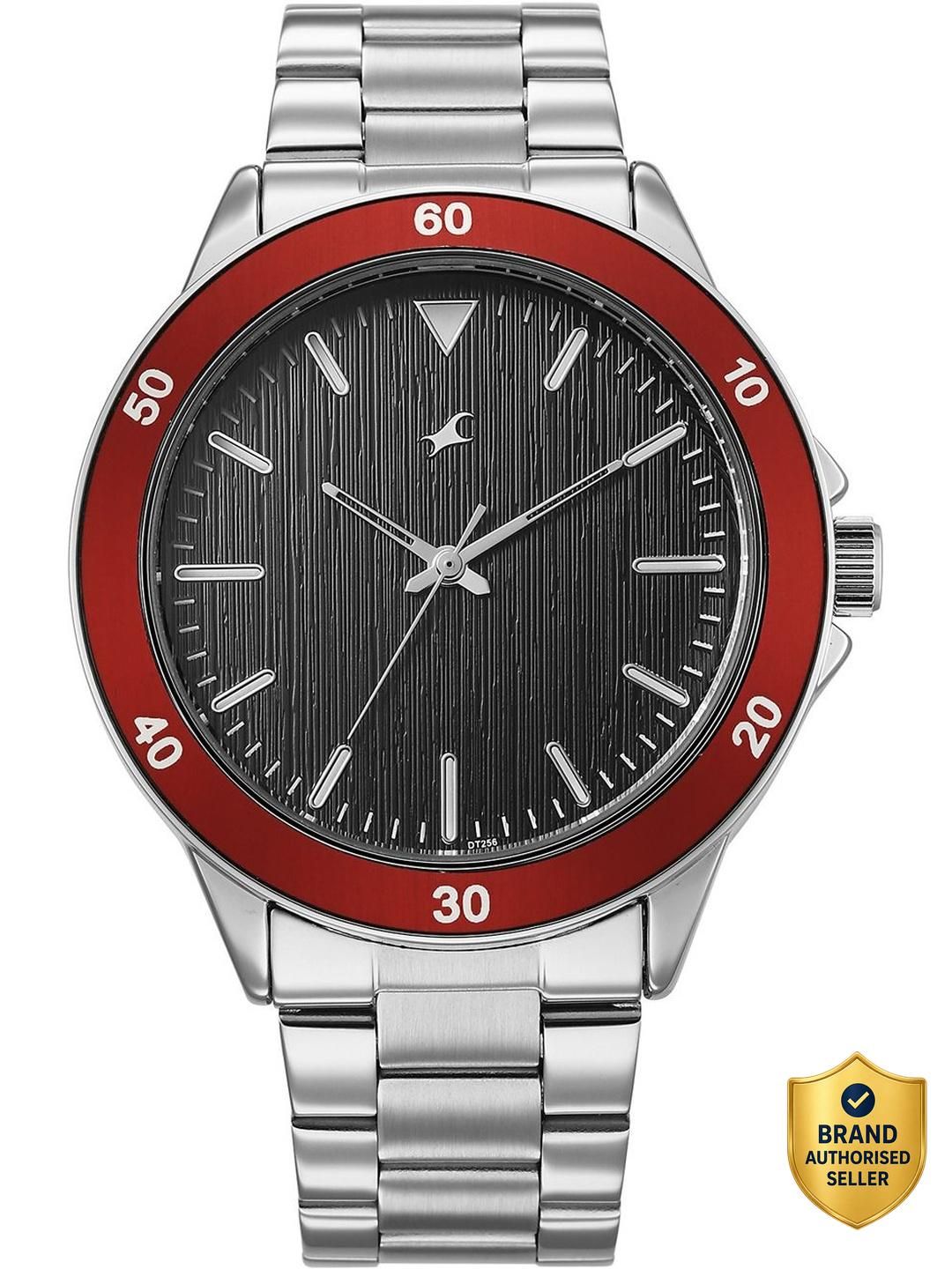 fastrack stunners x quartz black dial steel stainless steel strap analog watch - for men 38160km01
