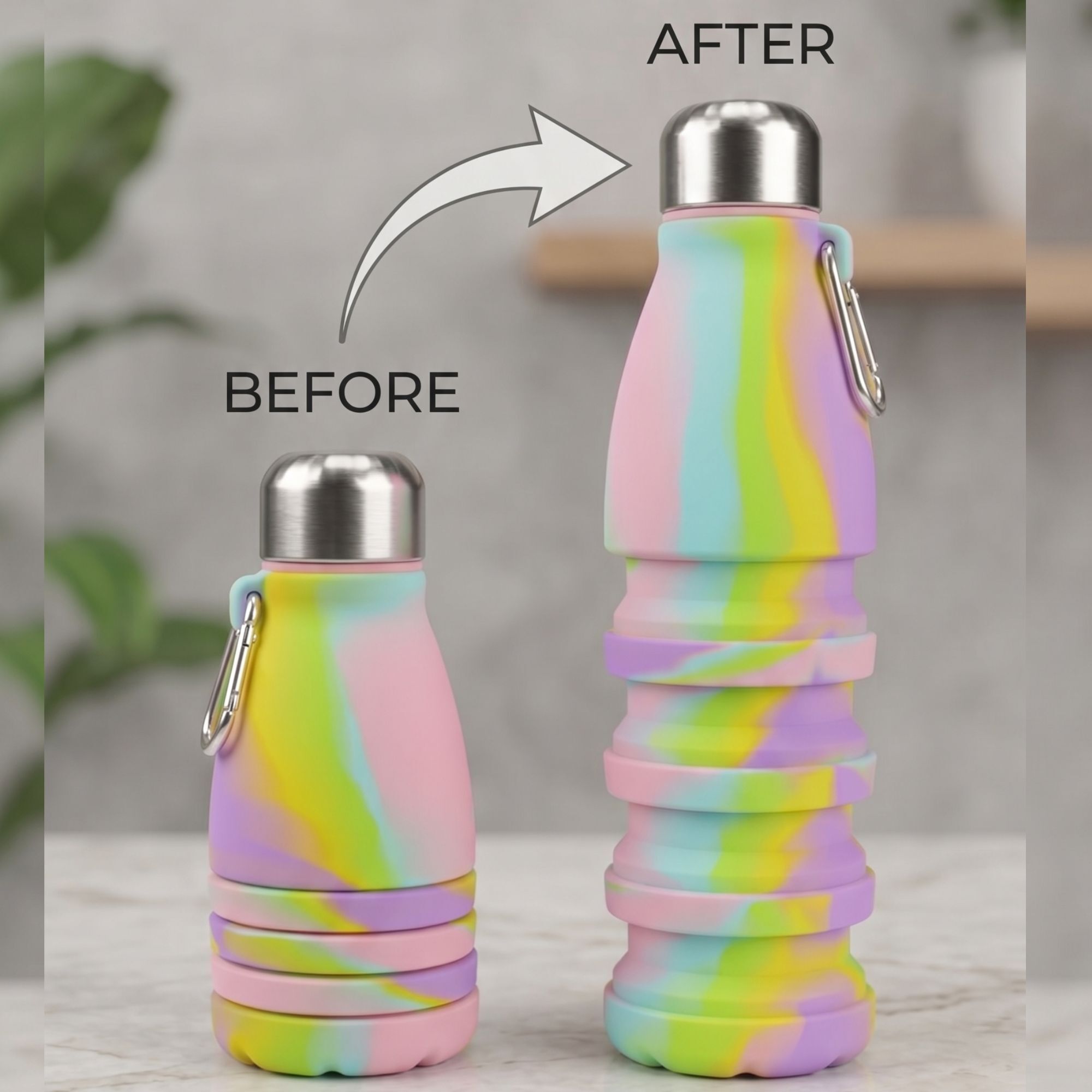 Collapsible Silicone Water Bottle | Leakproof & BPA-Free |Travel|School & Office 550 ml Water Bottle-image-13