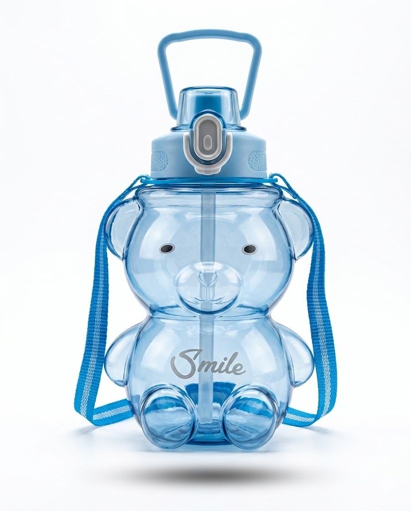 ranic Cute Teddy Bear Water Bottle / Leakproof / Durable with Silicone Straw/Sipperr 645 ml Water Bottle-picture-4
