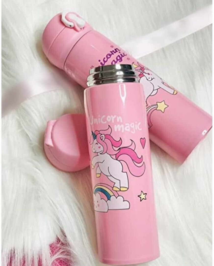 Cute Pink Unicorn Stainless Steel Thermos Insulated Flask Kids Tumbler 500 ml Water Bottle