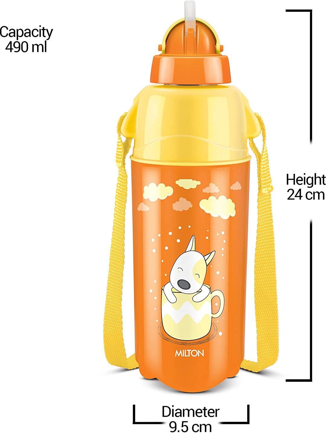 milton Kool Trendy 500 Plastic Insulated Water Bottle with Straw for Kids, Purple 490 ml-picture-11