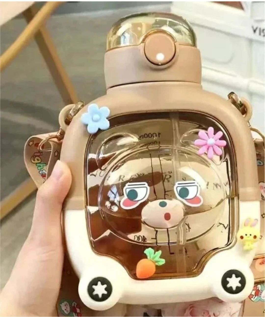 Cartoon-Printed Designer Teddy Perfect Anti-Leak School Water Bottle for Kids 1000 ml Water Bottle-image-37