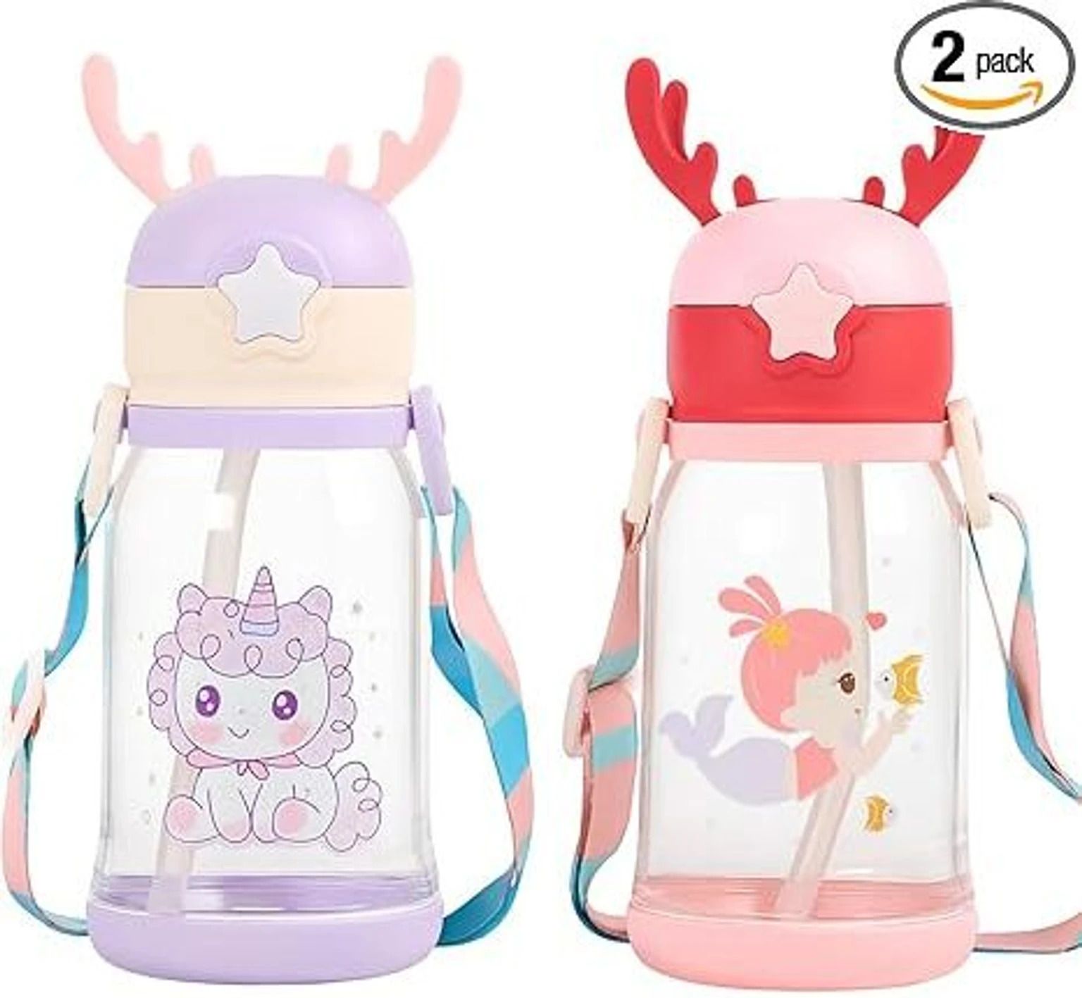 H2NENTERPRISE Kids Cute Cartoon Design Sipper School Water Bottle for Kids 600 ml Water Bottles-image-2