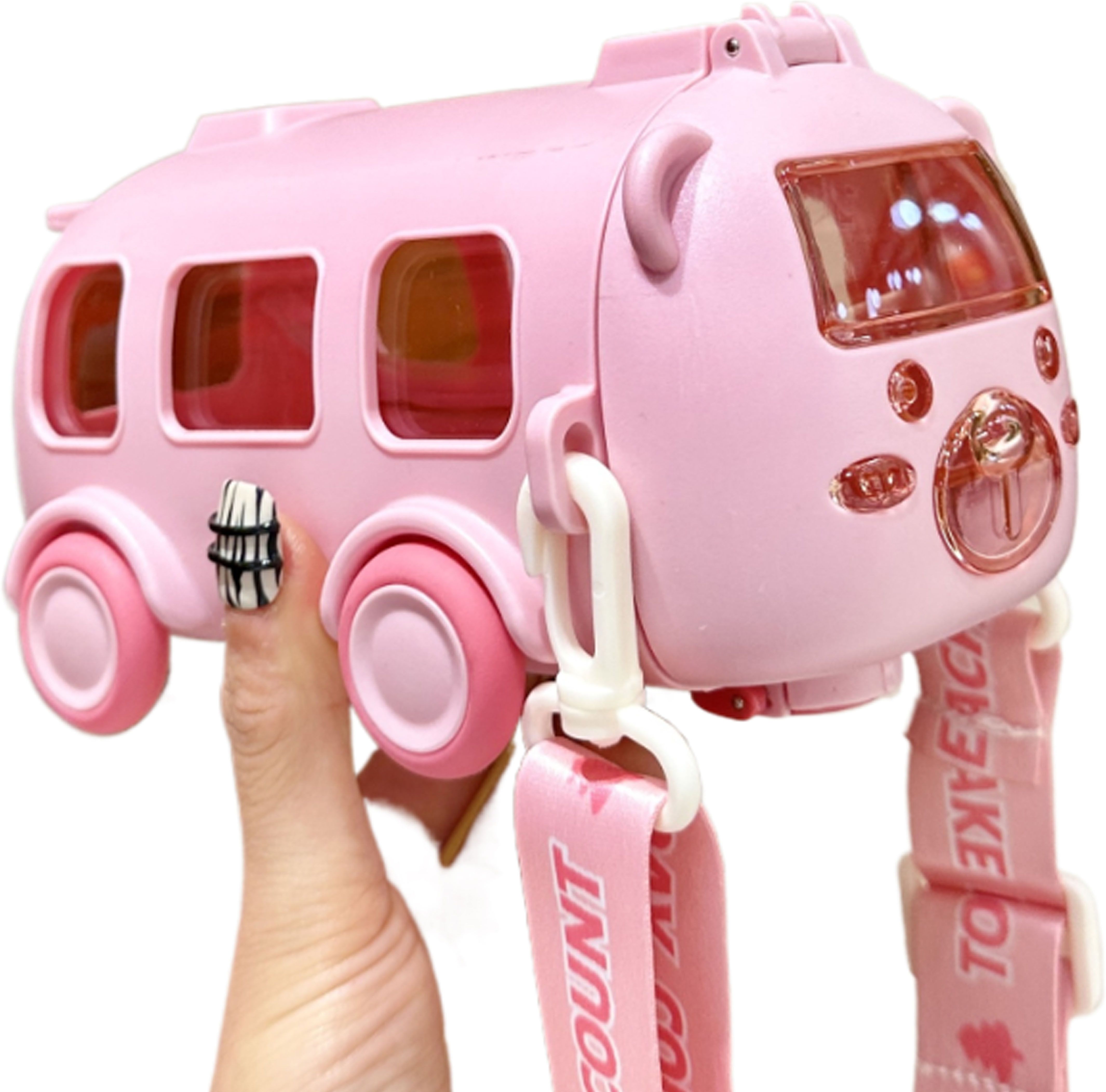 mhax Cute Kids Cup Portable Outdoor Activities Bus Car Drinking Plastic & Straw/strap 500 ml Water Bottle-picture-21