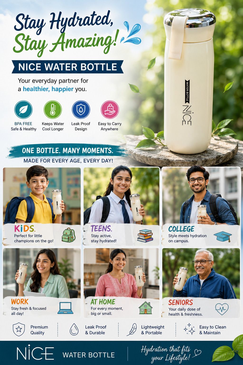 Plastic with Glass 400 ml Water Bottle-image-37
