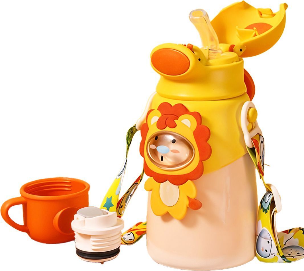 3D Children 2 in 1 Kids Stainlees Steel Sipper Cum Thermos Hot & Cold 500 ml Water Bottle-image-29