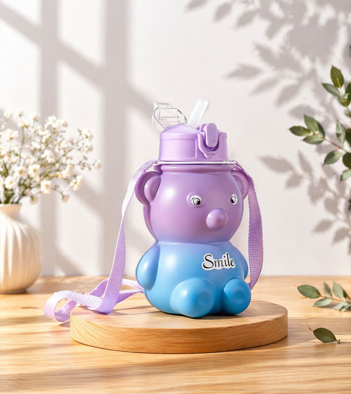 STOVY Cartoon-Printed Designer Teddy:Anti-Leak Kids Water Bottle (Set of 1) 600 ml Water Bottle-image-43