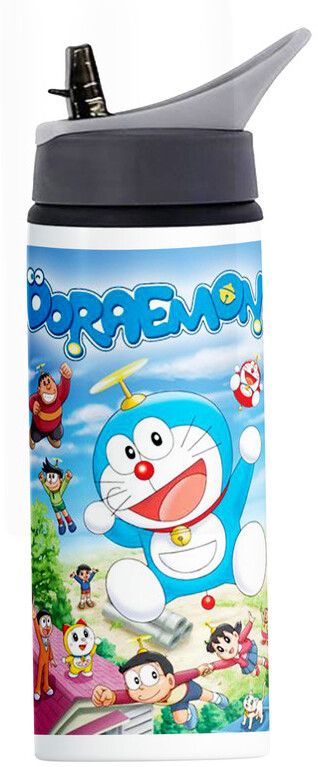 printwala Doraemon Sipper Water Bottle Aluminium For Bithday Boys Girls Friends (GS-129) 600 ml Water Bottle-picture-27