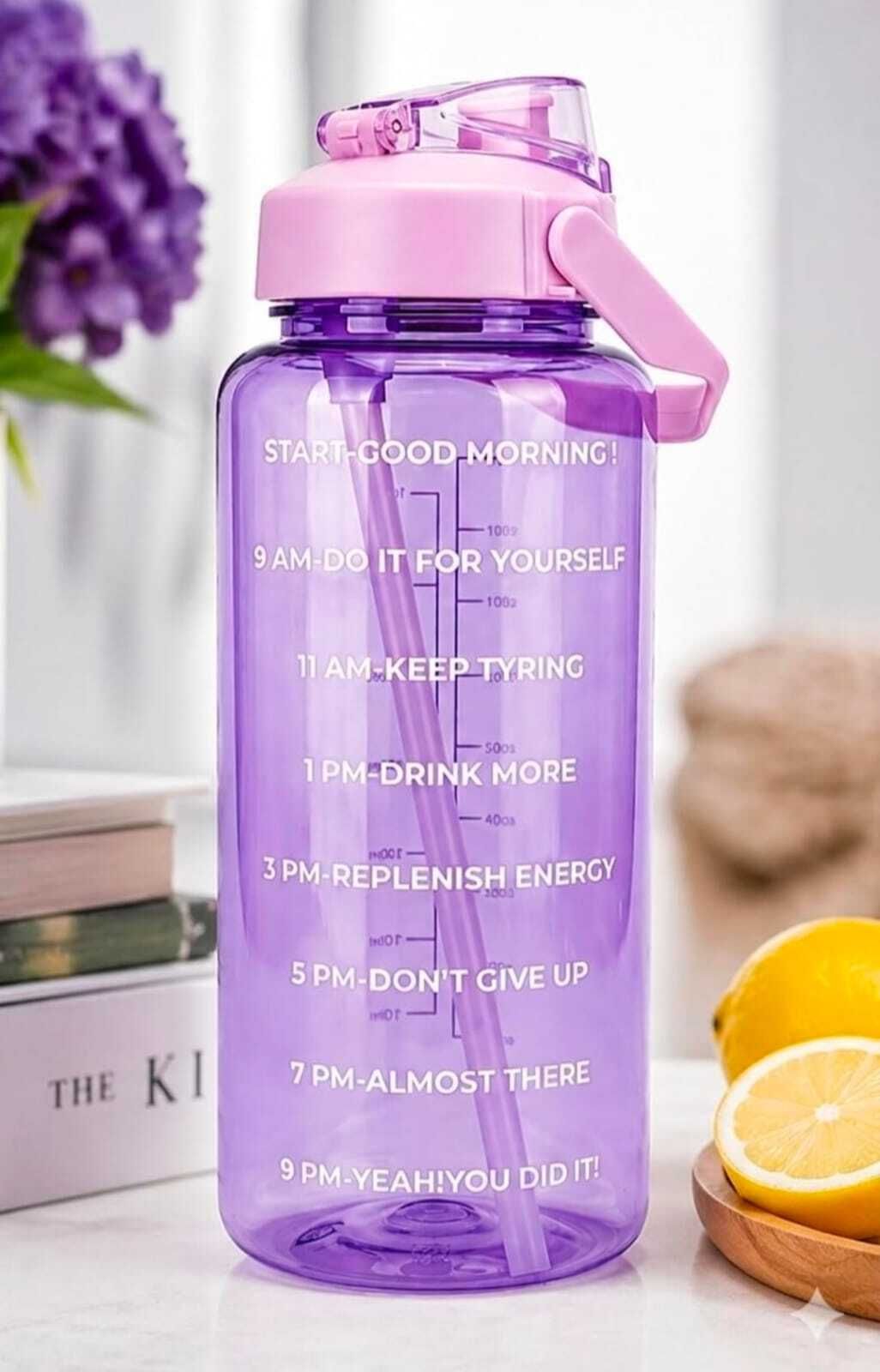 cutecorner Motivational Water Bottle with Time Marker and Straw 2000 ml Water Bottle-picture-30