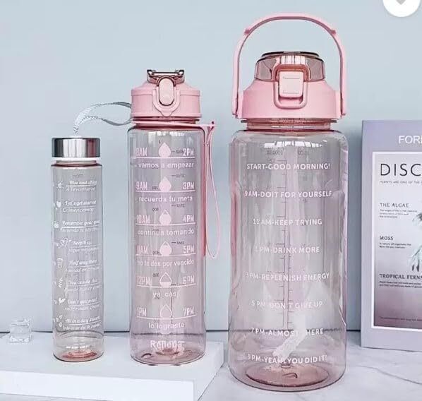 aaru enterprise JISHA 3 PCS TRANSPARANT MOTIVATIONAL BOTTLE-3 3200 ml Water Bottle-picture-8