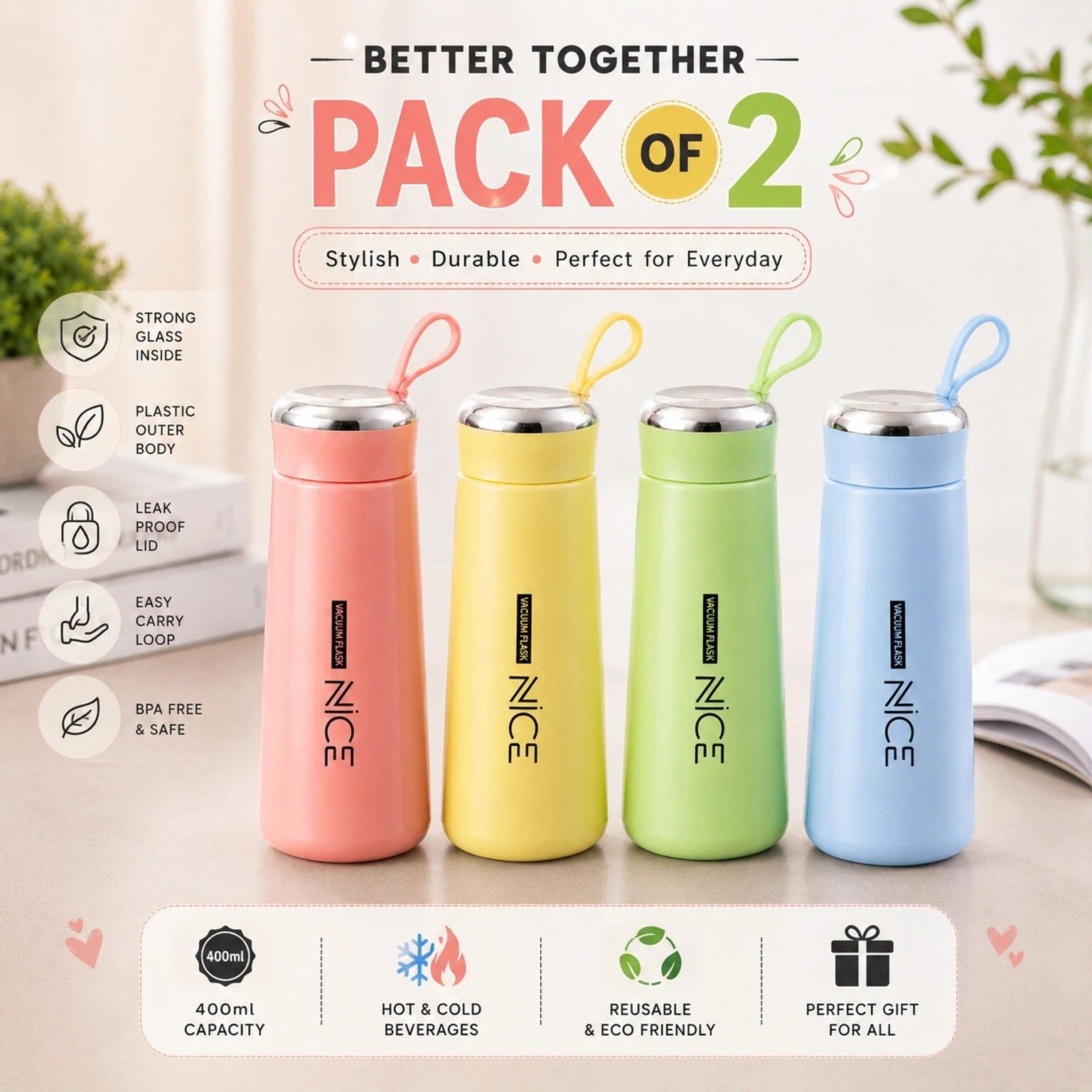 hbcreation Nice Bottle 400 ML Collection 399 ml Water Bottles-picture-11