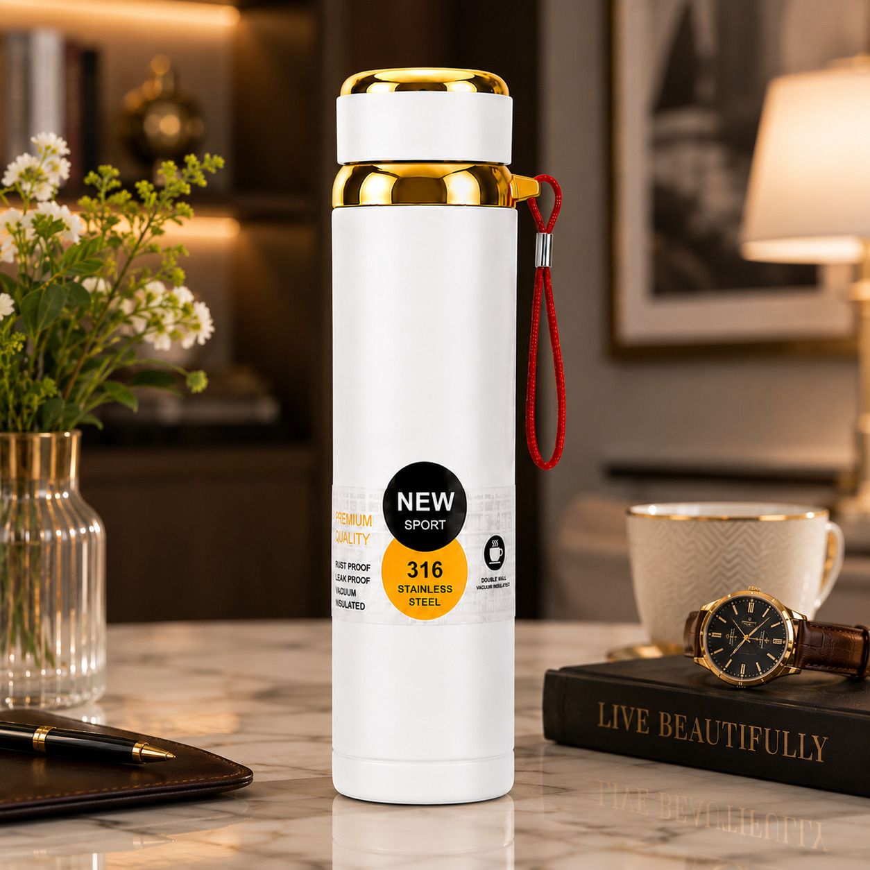 500ml Steel Vacuum Flask Set with 3 Cups | Hot & Cold | Gift Combo Pack 1000 ml Water Bottle-image-41