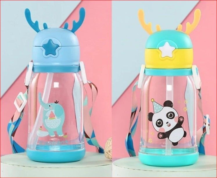 School Water Bottle for Kids Cartoon Design 650 ML Leak Proof (Multicolor, 1 Pc) 650 ml Water Bottle-image-42